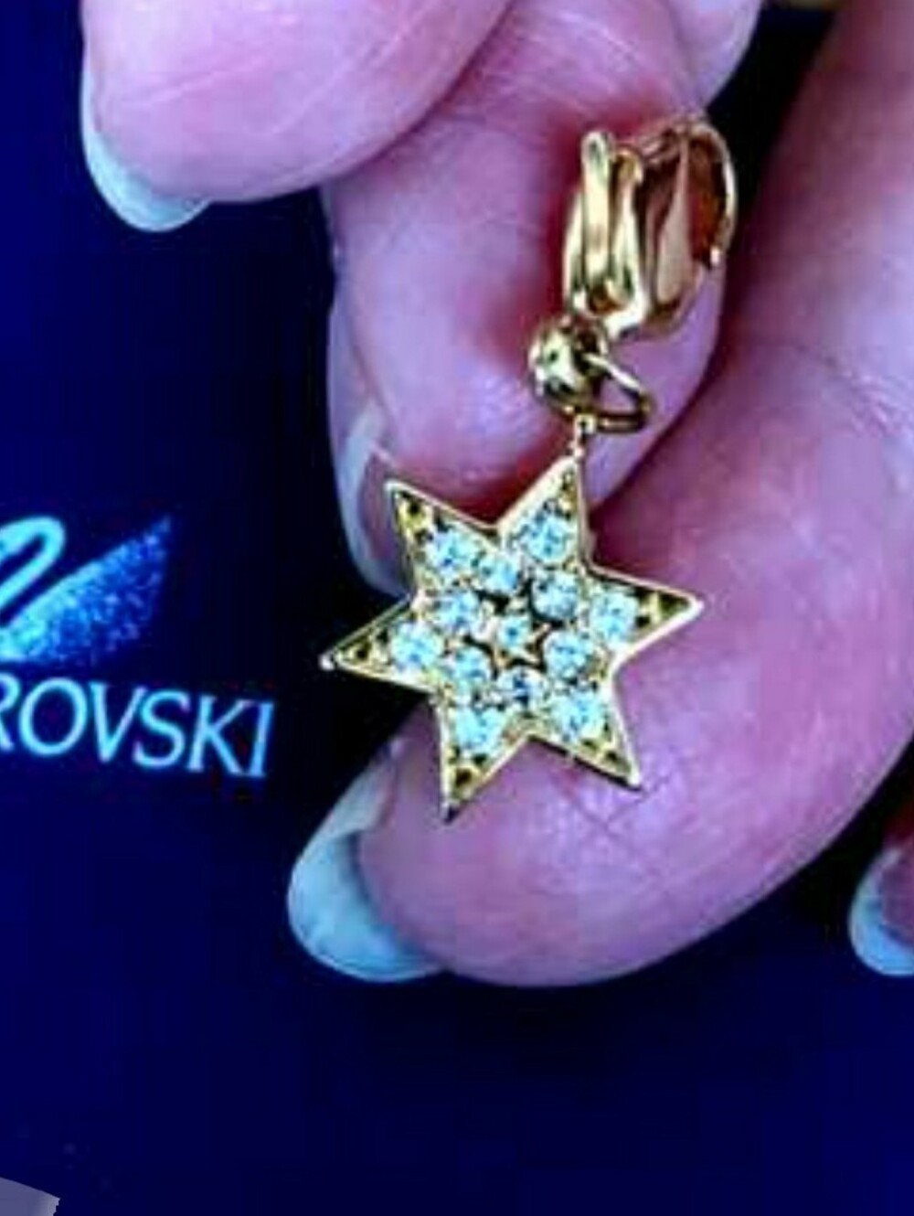 STAR OF DAVID Gold Tone Swarovski Crystal Pavé pendant charm Bracelet Rare
